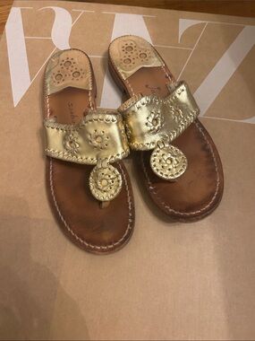 Jack rogers Gold Leather Sandals